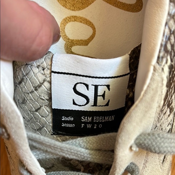 Sam Edelman Gray and White Snakeskin Sneakers - Picture 10 of 13